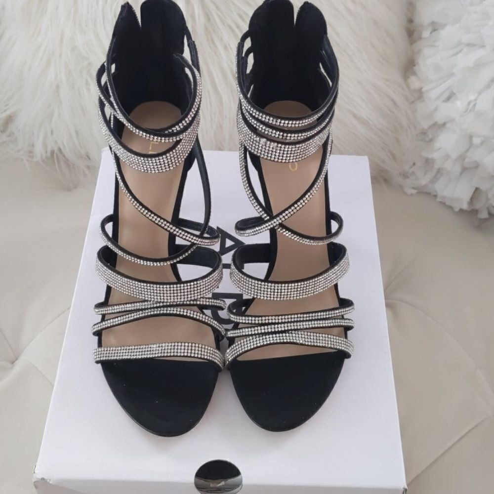 Aldo black rhinestone heels
